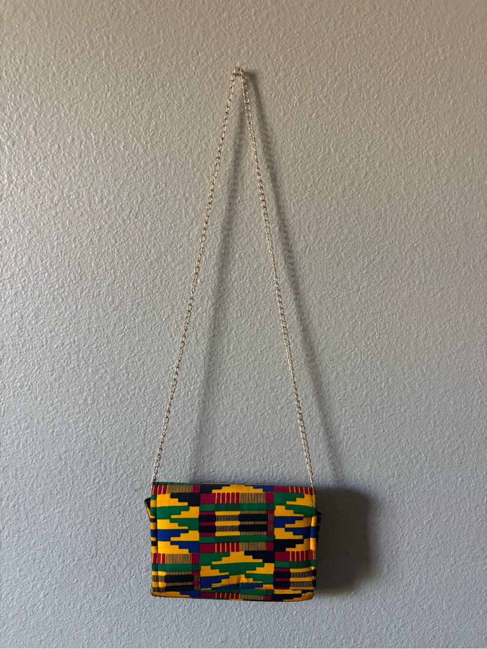 Multicolor Kente Print Chain Crossbody Bag